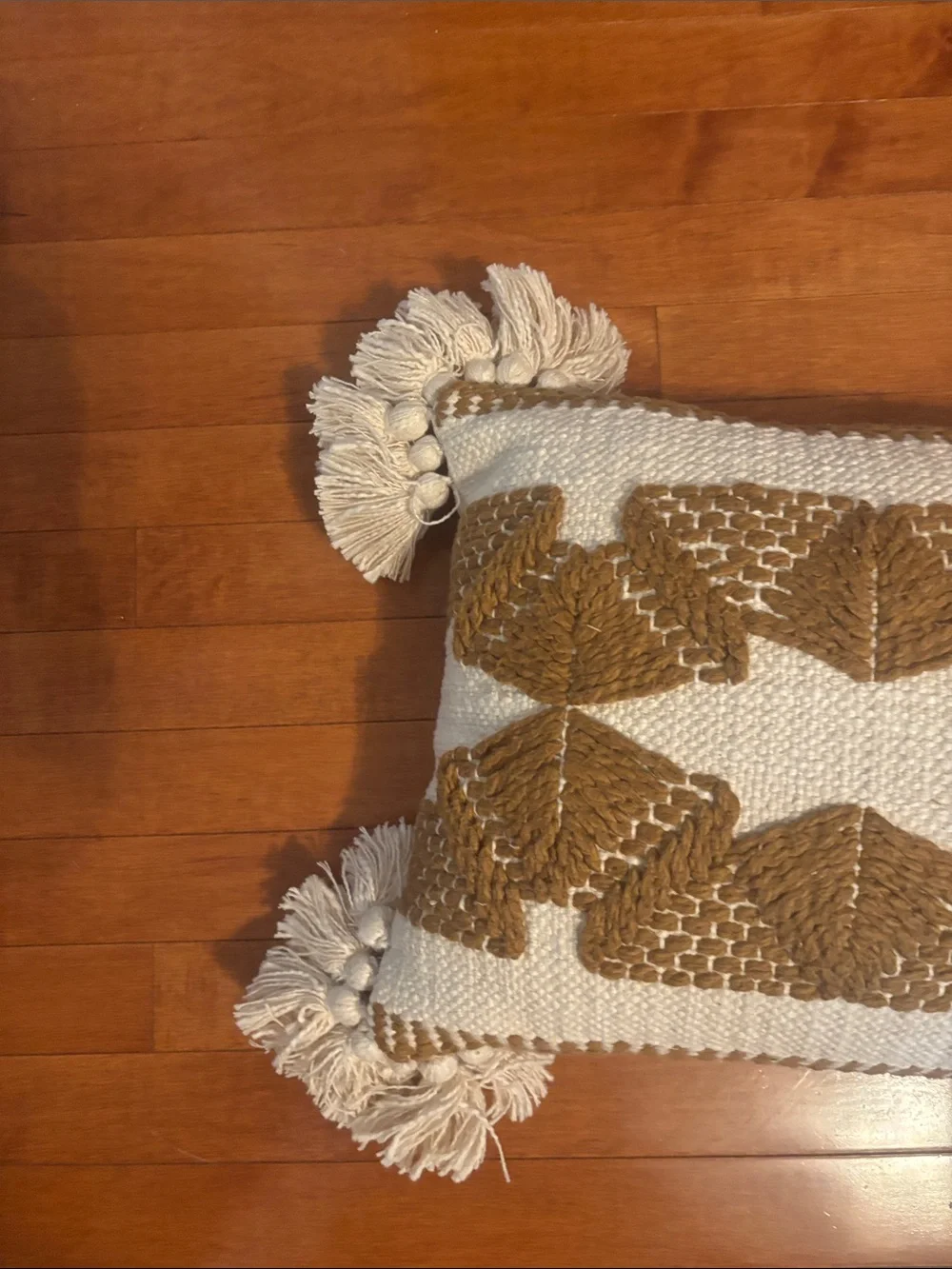 Anthropologie 2 Handwoven Brown &Cream Decorative Throw Pillow 14x24
